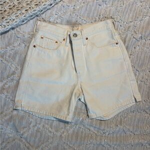 White Denim High-Waisted Shorts